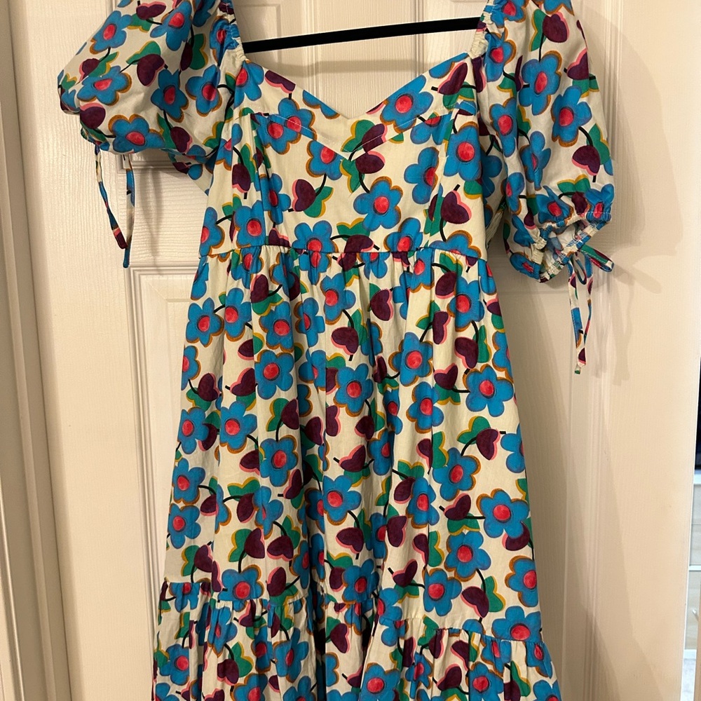Entro Multicolor floral Patterned babydoll Dress with puff sleeve